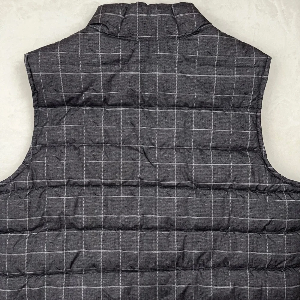 GAP Puffer Vest Full Zip Men's XL Quilted Lined‎ Sleeveless Outerwear Gray Grid
